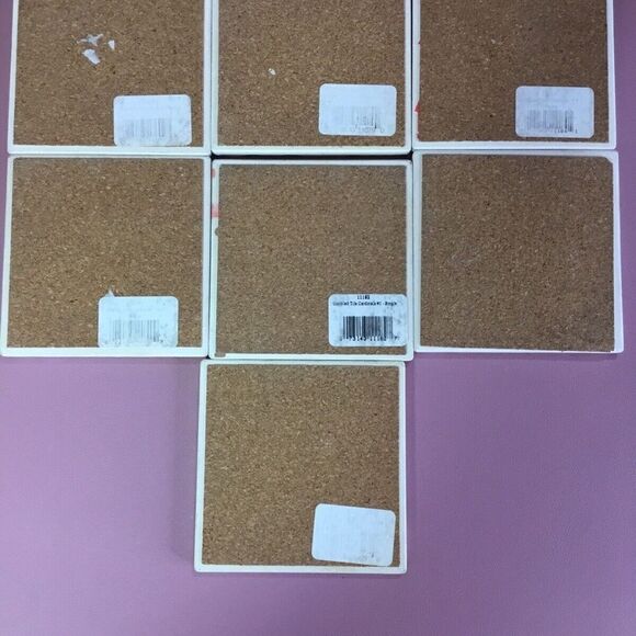 NWOT VTG Set Of 7 Tumbled Tile Cardinals,Lakeside Dock,Pheasant,Turkey, Deer - Picture 7 of 7